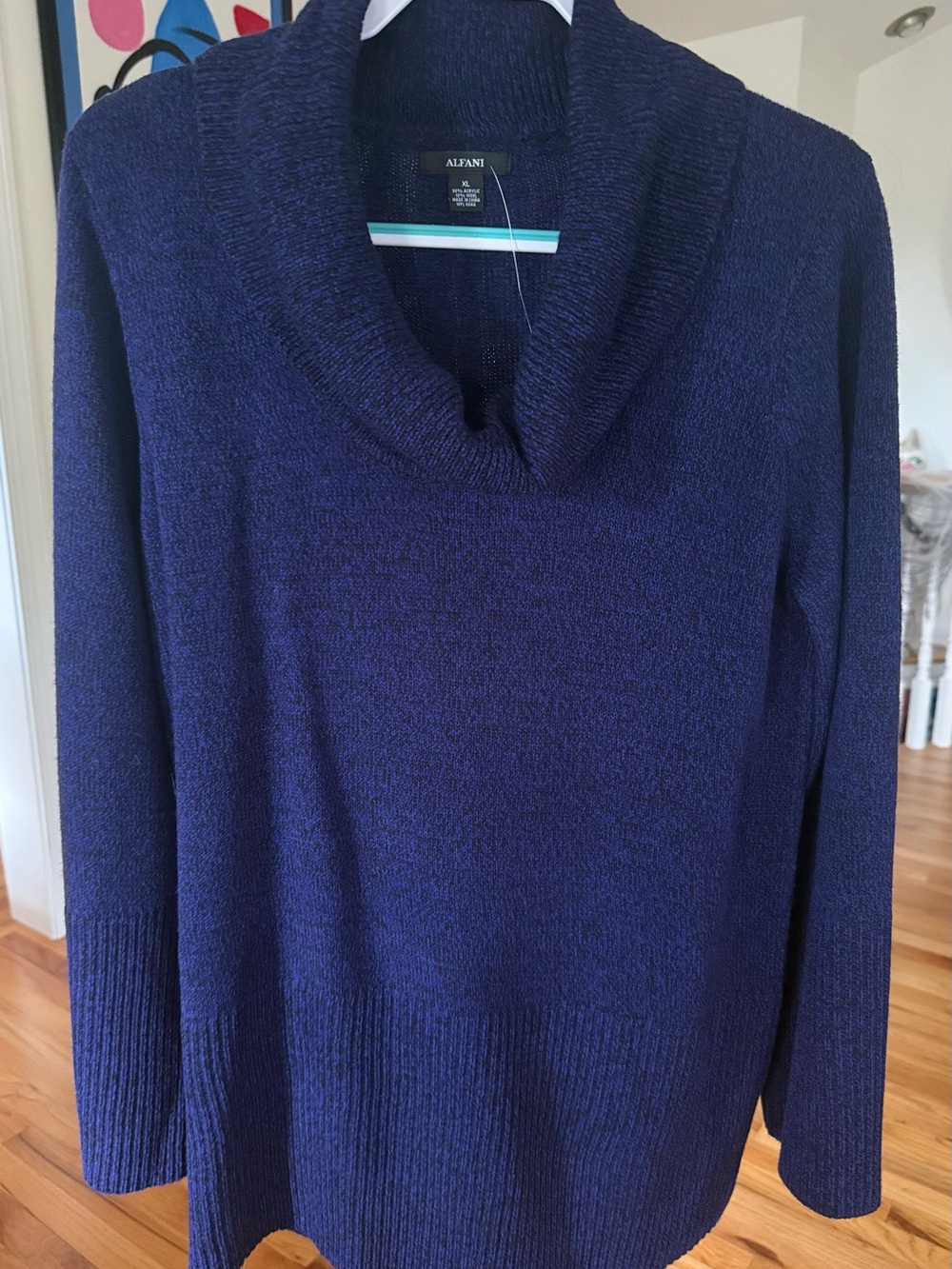 Alfani Navy Cowl Neck Pullover Sweater
